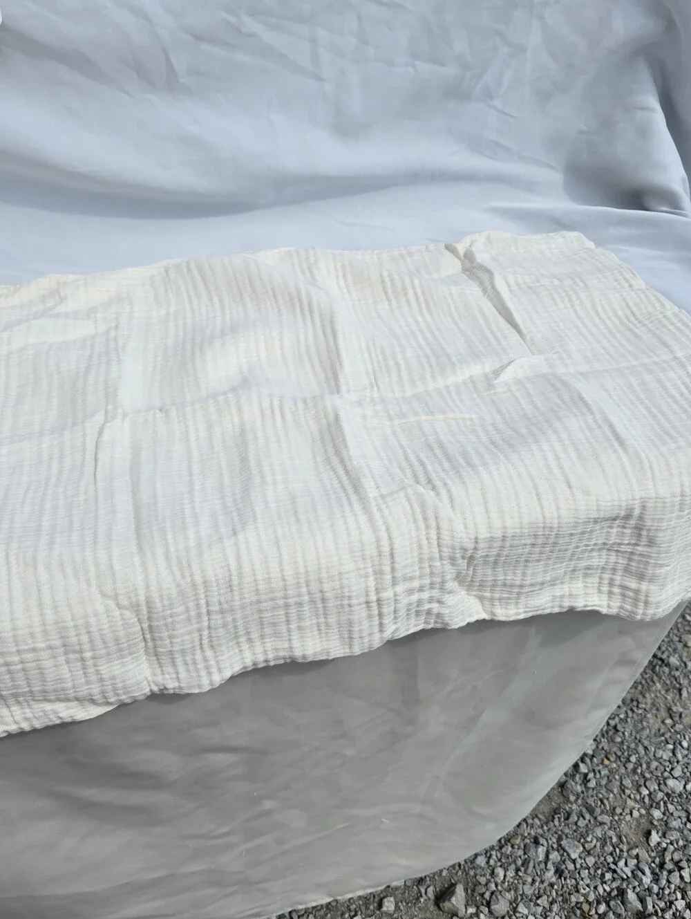 Quince FULL / QUEEN Organic Cotton Gauze Airy Duvet Cover Set & 2 Shams Undyed